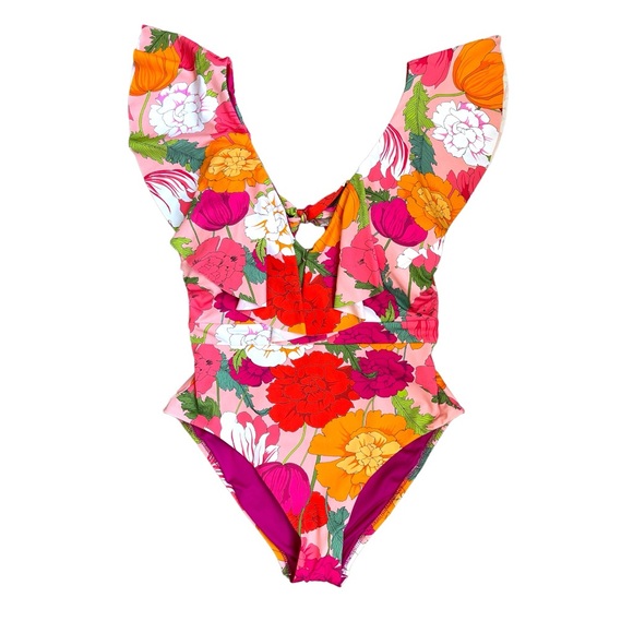 Trina Turk | Swim | 38 Womens Trina Turk Pink Orange Floral Flowy One ...